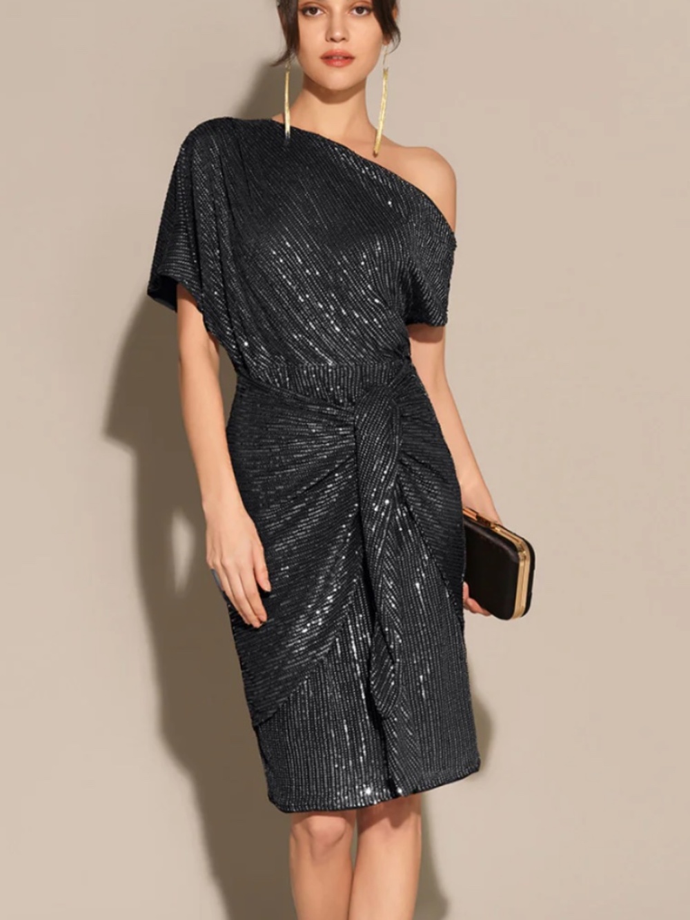 Grace Karin Black Sequin Party Dress, Size M